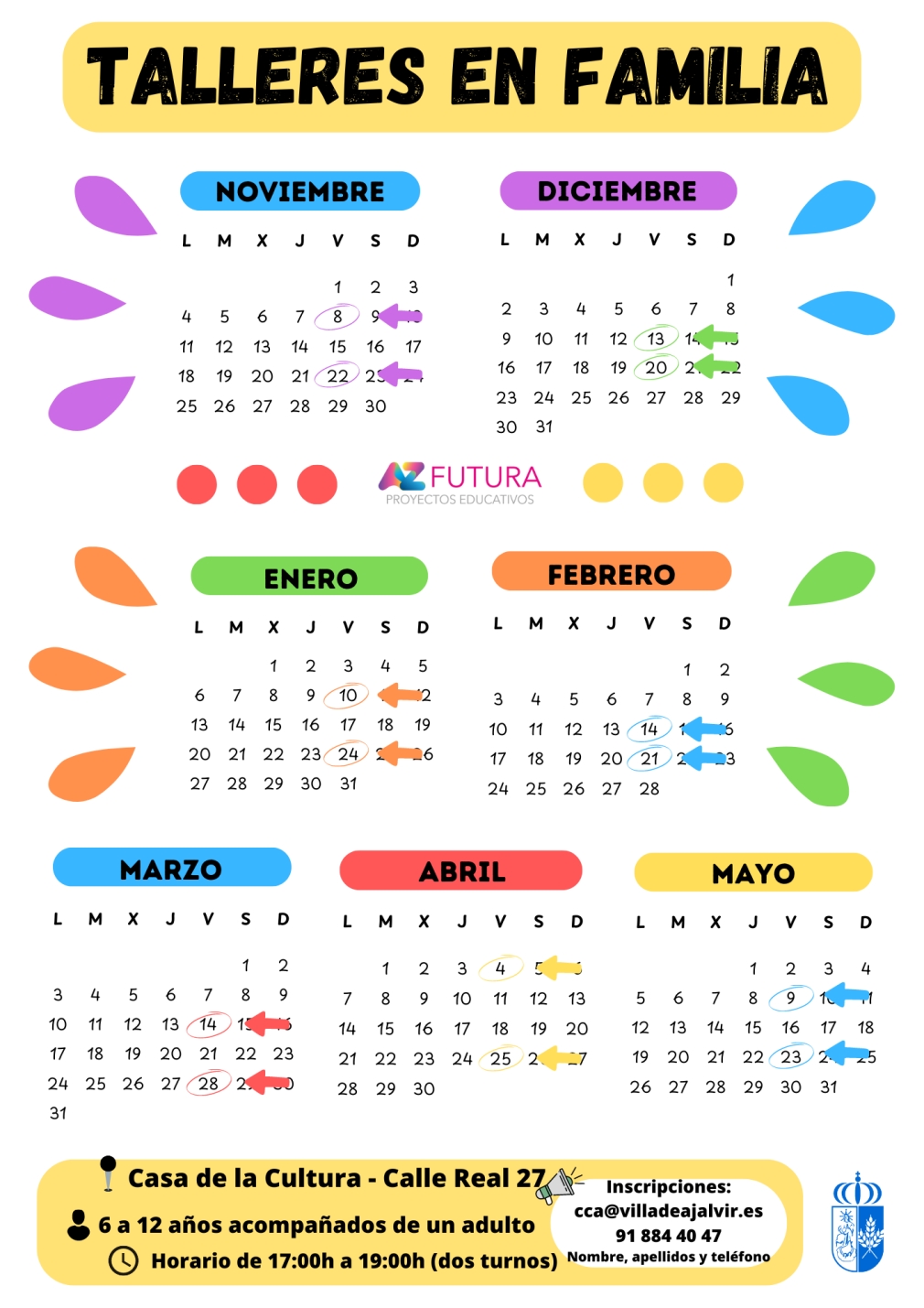 TALLERES EN FAMILIA - CALENDARIO CURSO 24-25