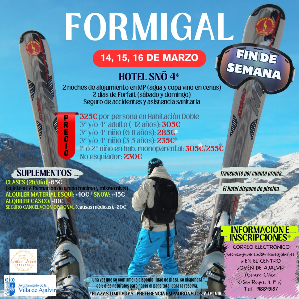 VIAJE ESQUI FORMIGAL 2025